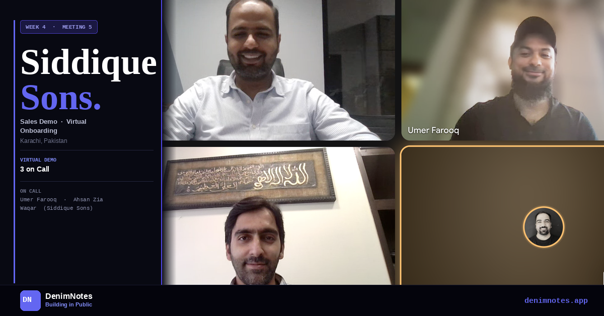 DenimNotes Week 4 Meeting 5 with Siddiqsons Group — Ahsan Zia Khanzada and Waqar